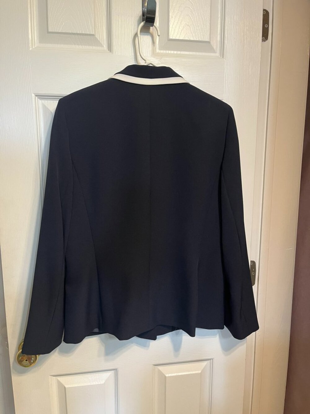 Tahari ASL Navy Pantsuit with White Trim Size 12 Career Office 2-Piece Set - Picture 4 of 8